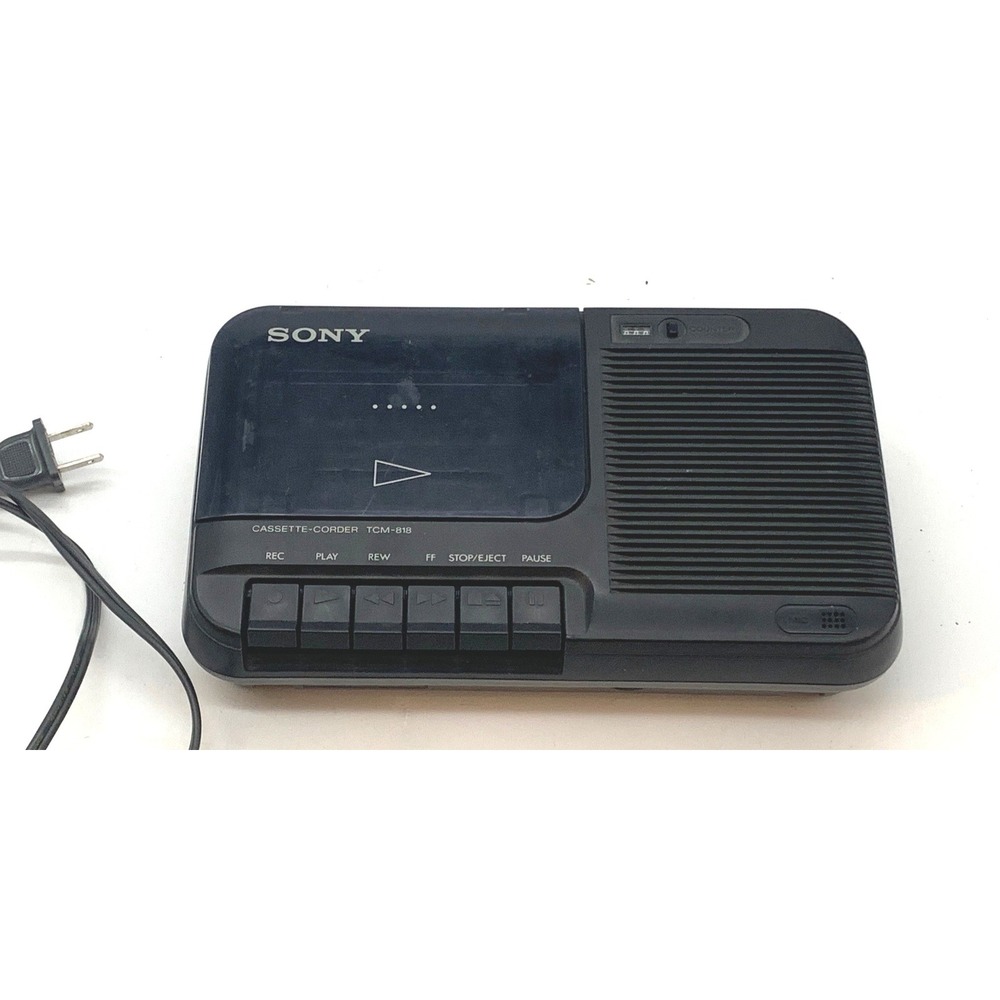 Sony Cassette-Corder TCM-818 Black Portable Desktop Recorder AC Battery Power